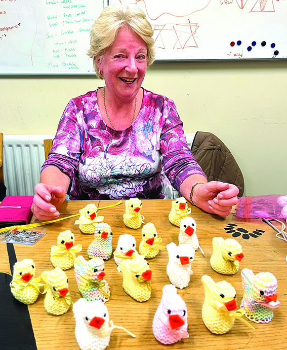 3 LL 05 Marie OSullivan working very hard with her little chicks for the children on Easter Sunday. WEB