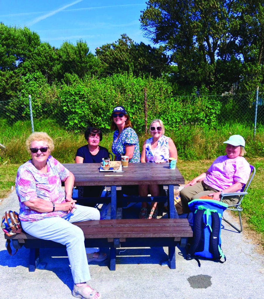 5 LL 05 Deirdre Wilson Mary Hickey Jacinta Connolly Maria Baird and Monica Kilty enjoying a coffee in the warm sunshine after a swim in Rush South Beach